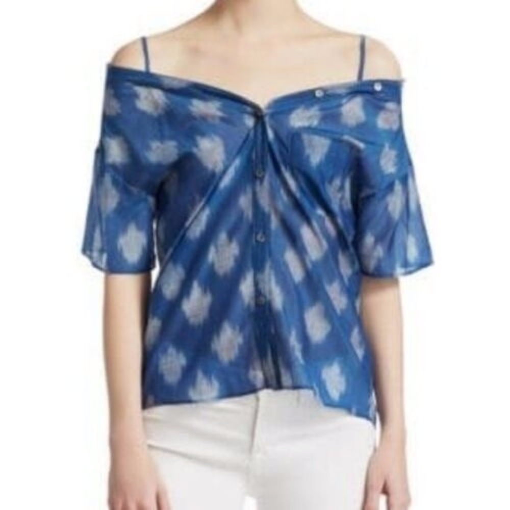 Theory Women's Shirt Off-the-Shoulder Buttons Soft